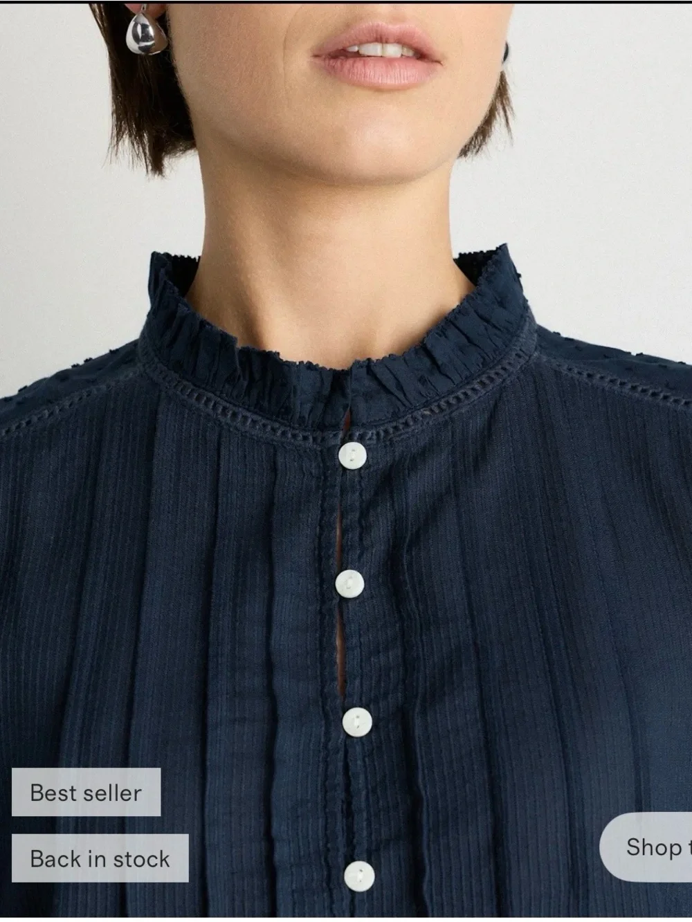Quince Organic Textured Cotton Pleasant Blouse - Picture 3 of 8